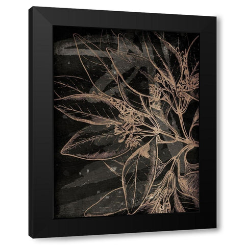 Muted Golden Abstract Floral Mate Black Modern Wood Framed Art Print with Double Matting by Villa, Milli