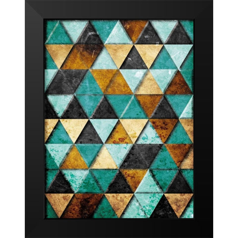 Rocky Teal Mountains Black Modern Wood Framed Art Print by Villa, Milli