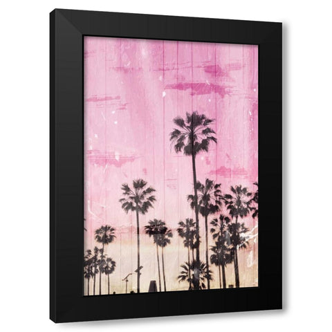 Palm Peach Black Modern Wood Framed Art Print by Villa, Milli