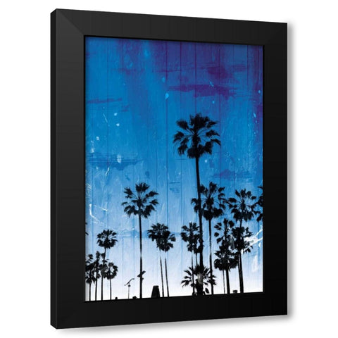 Palm Peach Night Blue Black Modern Wood Framed Art Print with Double Matting by Villa, Milli
