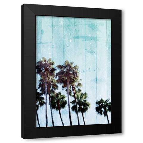 Palm Cool Blue Black Modern Wood Framed Art Print by Villa, Milli