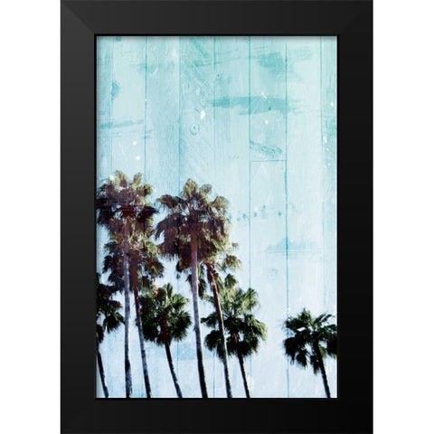 Palm Cool Blue Black Modern Wood Framed Art Print by Villa, Milli