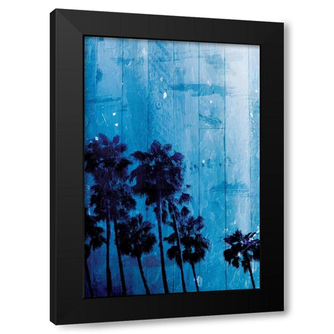 Palm Cool Night Blue Black Modern Wood Framed Art Print with Double Matting by Villa, Milli