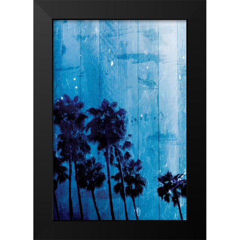 Palm Cool Night Blue Black Modern Wood Framed Art Print by Villa, Milli