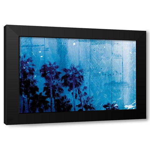 Palm Cool Night Blue Horizontal Black Modern Wood Framed Art Print with Double Matting by Villa, Milli
