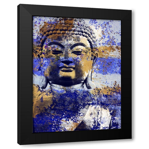 Blue Gold Prayer Black Modern Wood Framed Art Print by Villa, Milli
