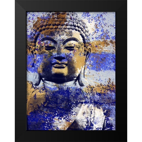 Blue Gold Prayer Black Modern Wood Framed Art Print by Villa, Milli