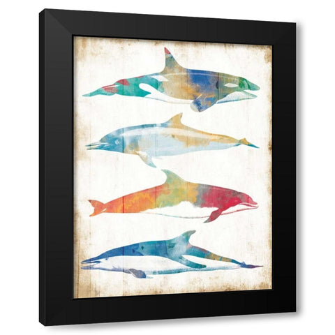 Colorful Sea Life Black Modern Wood Framed Art Print with Double Matting by Villa, Milli