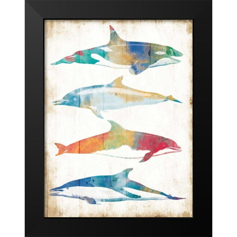 Colorful Sea Life Black Modern Wood Framed Art Print by Villa, Milli