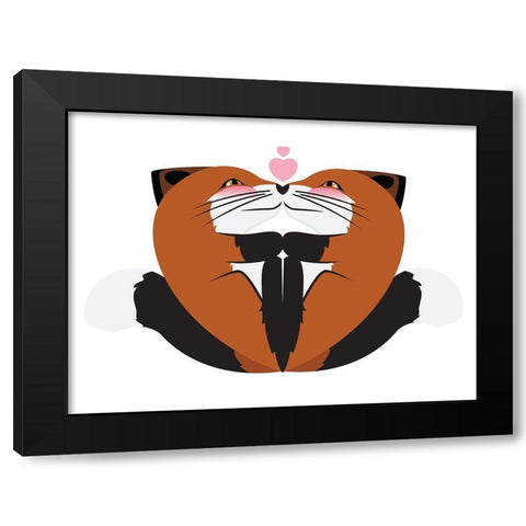 Fox Hug Black Modern Wood Framed Art Print with Double Matting by Villa, Mlli