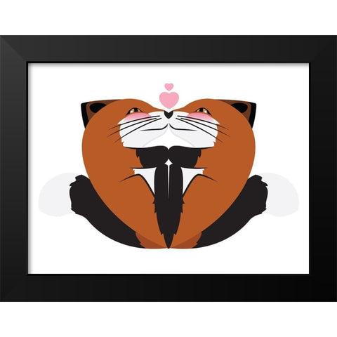 Fox Hug Black Modern Wood Framed Art Print by Villa, Mlli