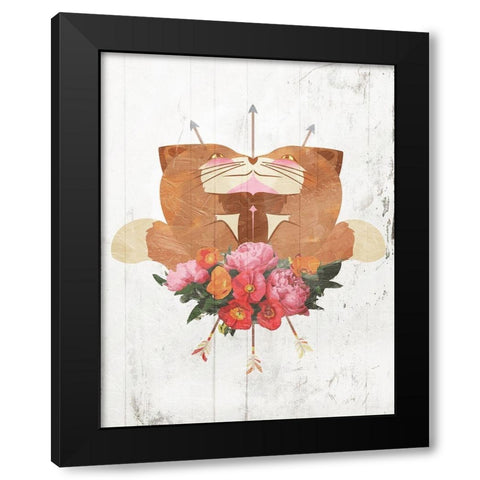 Fox Arrow Flowers Black Modern Wood Framed Art Print by Villa, Mlli