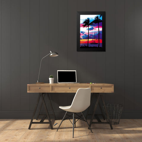 Palm Boating Black Modern Wood Framed Art Print by Villa, Mlli