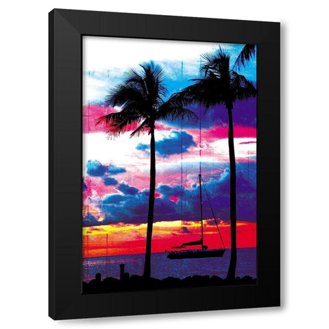 Palm Boating Black Modern Wood Framed Art Print by Villa, Mlli