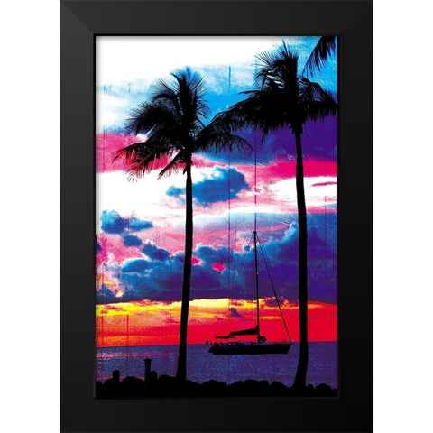 Palm Boating Black Modern Wood Framed Art Print by Villa, Mlli
