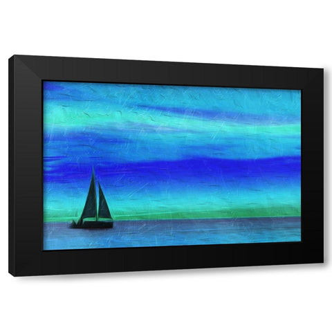 Night Boating Black Modern Wood Framed Art Print by Villa, Mlli