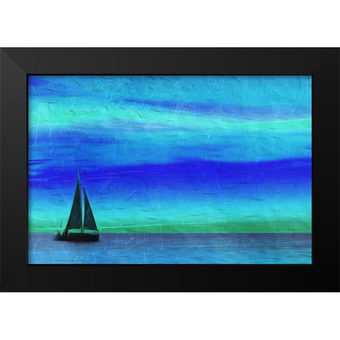 Night Boating Black Modern Wood Framed Art Print by Villa, Mlli
