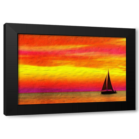 Sunset Boating Black Modern Wood Framed Art Print with Double Matting by Villa, Mlli