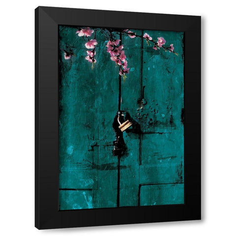 Door And Flowers Black Modern Wood Framed Art Print with Double Matting by Villa, Mlli