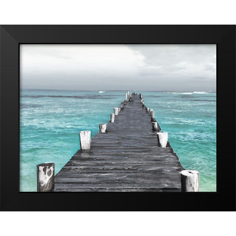 Centered Dock At Sea Recolor Black Modern Wood Framed Art Print by Villa, Mlli