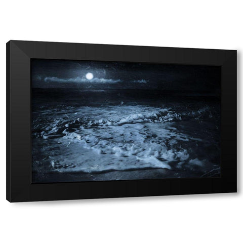 Close Waves at Night Black Modern Wood Framed Art Print by Villa, Milli