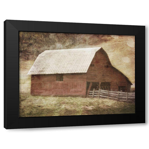 Red Barn Black Modern Wood Framed Art Print with Double Matting by Villa, Mlli