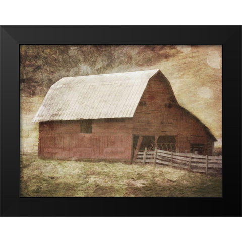 Red Barn Black Modern Wood Framed Art Print by Villa, Mlli