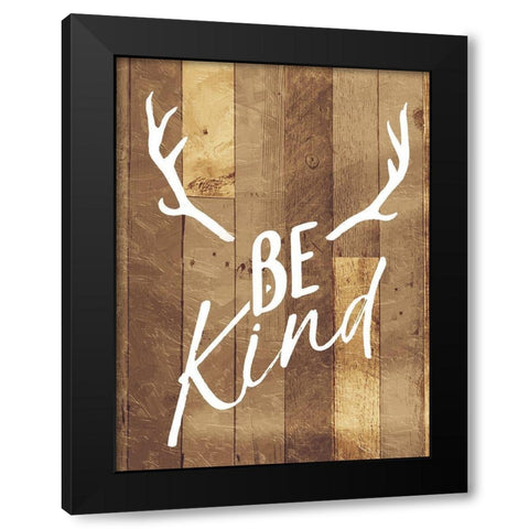 Be Kind Antlers Black Modern Wood Framed Art Print by Villa, Mlli