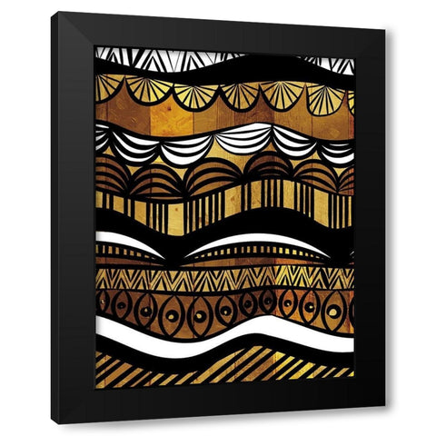 Wood Flow Black Modern Wood Framed Art Print by Villa, Mlli