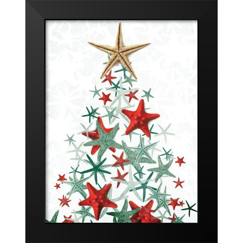 Star Fish Christmas Colors Black Modern Wood Framed Art Print by Villa, Mlli