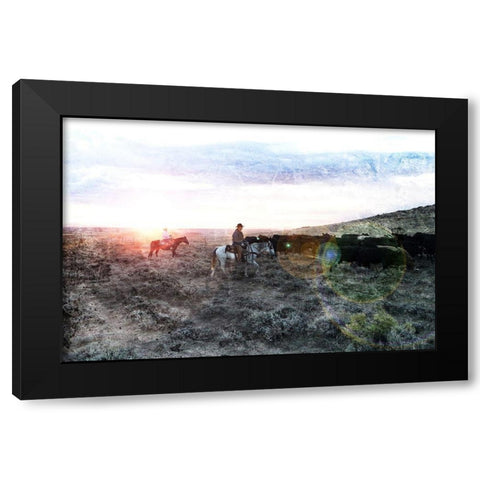 Steer The Herd Black Modern Wood Framed Art Print by Villa, Mlli