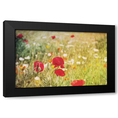 Flowers On The Hill Black Modern Wood Framed Art Print by Villa, Mlli