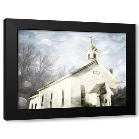Front Of The Church Black Modern Wood Framed Art Print by Villa, Mlli