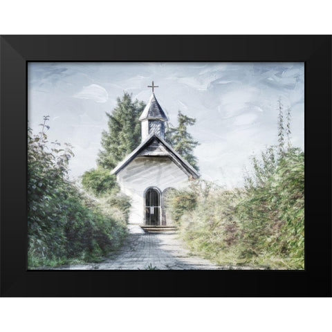 Single Church Black Modern Wood Framed Art Print by Villa, Mlli