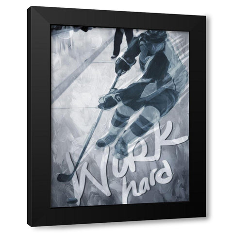 Work Hard Black Modern Wood Framed Art Print by Villa, Mlli