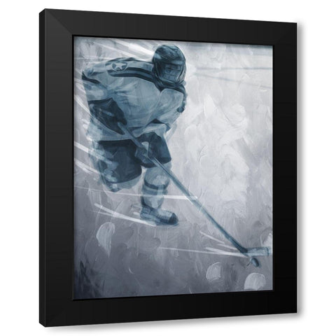 Hockey Go Black Modern Wood Framed Art Print by Villa, Mlli