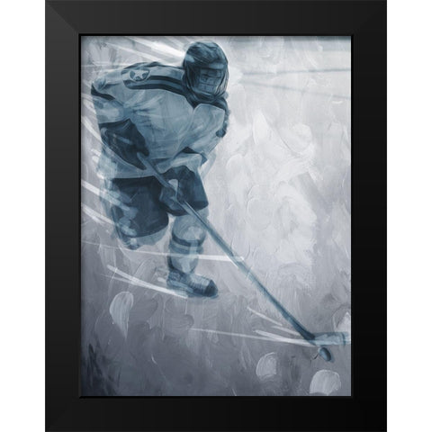 Hockey Go Black Modern Wood Framed Art Print by Villa, Mlli