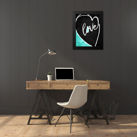 Love Heart Black Modern Wood Framed Art Print by Villa, Mlli