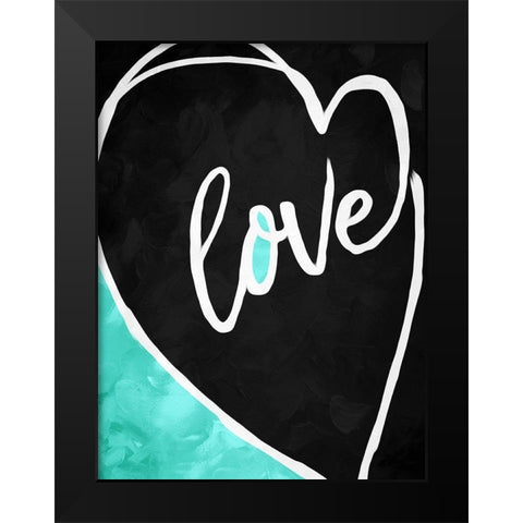 Love Heart Black Modern Wood Framed Art Print by Villa, Mlli