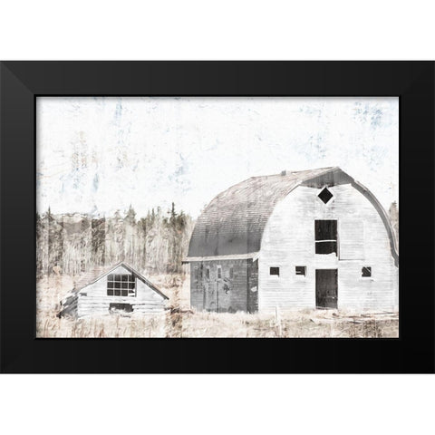 Broken Down White Barn Black Modern Wood Framed Art Print by Villa, Mlli