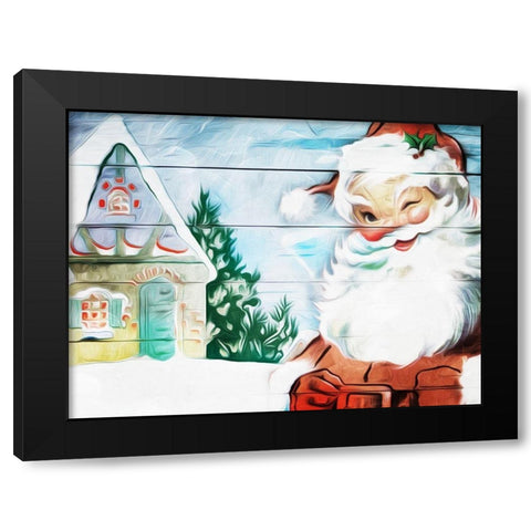 Winking Santa Painted Black Modern Wood Framed Art Print by Villa, Mlli