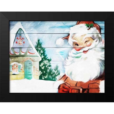 Winking Santa Painted Black Modern Wood Framed Art Print by Villa, Mlli