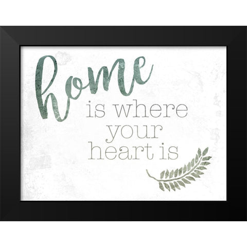 Home Heart Black Modern Wood Framed Art Print by Villa, Mlli