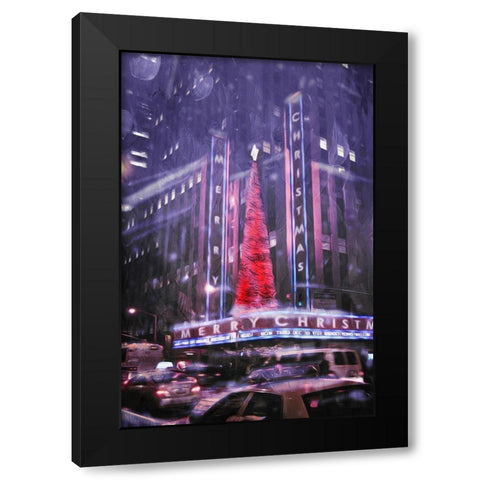 Street Christmas Black Modern Wood Framed Art Print with Double Matting by Villa, Mlli