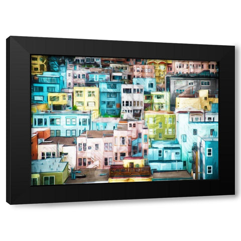 Colorful City Black Modern Wood Framed Art Print by Villa, Mlli
