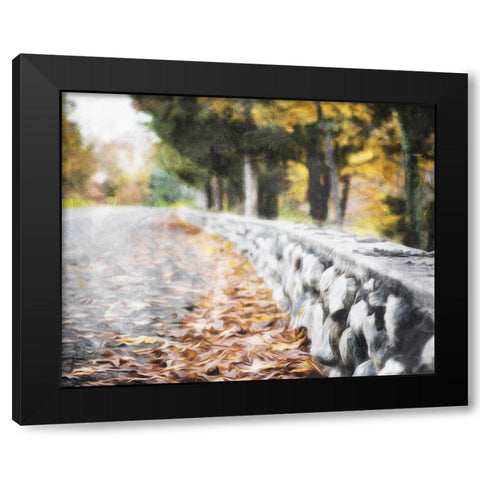 Leaves On The Road Black Modern Wood Framed Art Print by Villa, Mlli