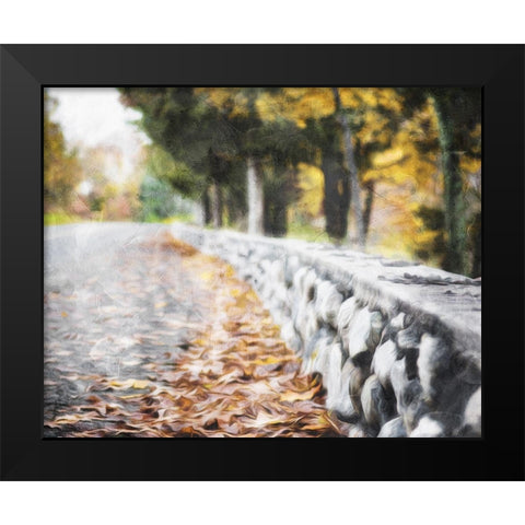 Leaves On The Road Black Modern Wood Framed Art Print by Villa, Mlli