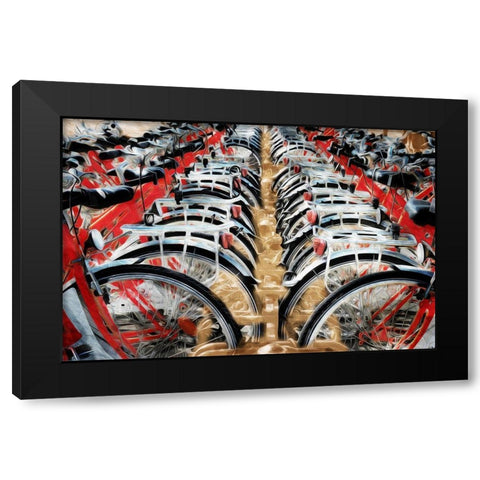 Red Bikes Black Modern Wood Framed Art Print by Villa, Mlli