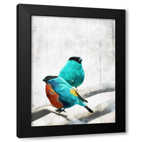 Abstract Birds Black Modern Wood Framed Art Print with Double Matting by Villa, Mlli