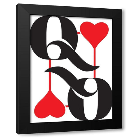 Queen Of Hearts Black Modern Wood Framed Art Print with Double Matting by Villa, Mlli